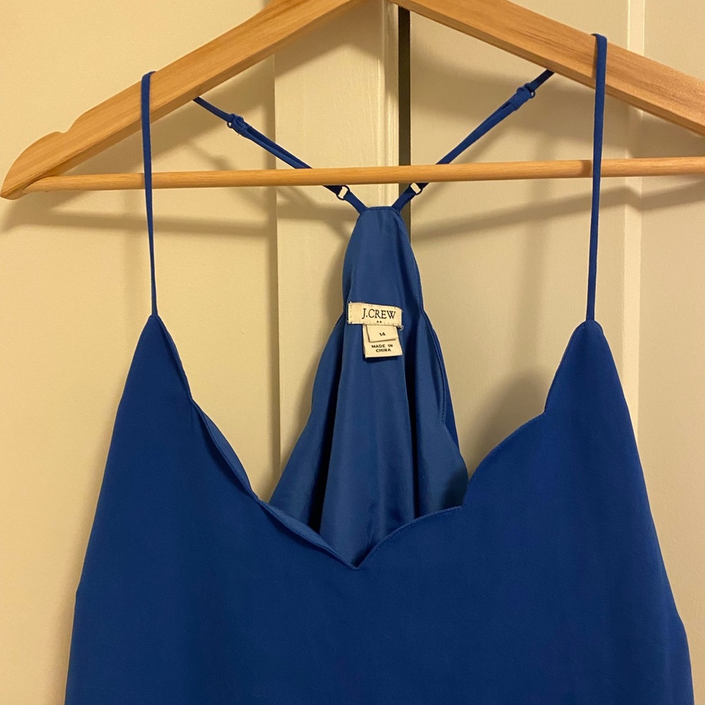 Royal blue scalloped blouse